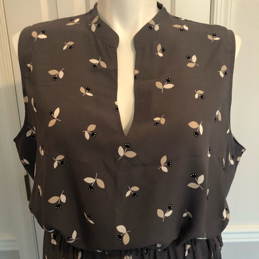 Anne Klein Gray Midi Dress with White Floral Print - Picture 4 of 14